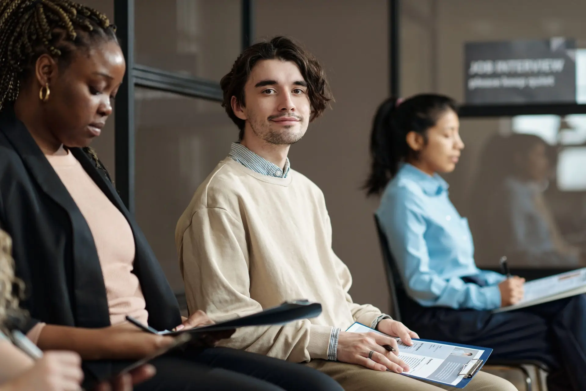 Candidat lors d'un entretien d'admission